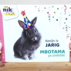 Konijn is jarig - cover met Lingala - tweetalig kinderboek van nik-nak