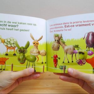Groot nieuws - pagina met Frans - tweetalig kinderboek van nik-nak