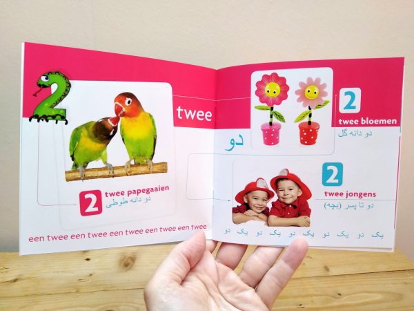 1-2-3 tellen tot 10 Dari tweetalig kinderboek pagina