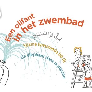 Een olifant in het zwembad meertalig kinderboek Nederlands-Arabisch-Turks-Frans_cover