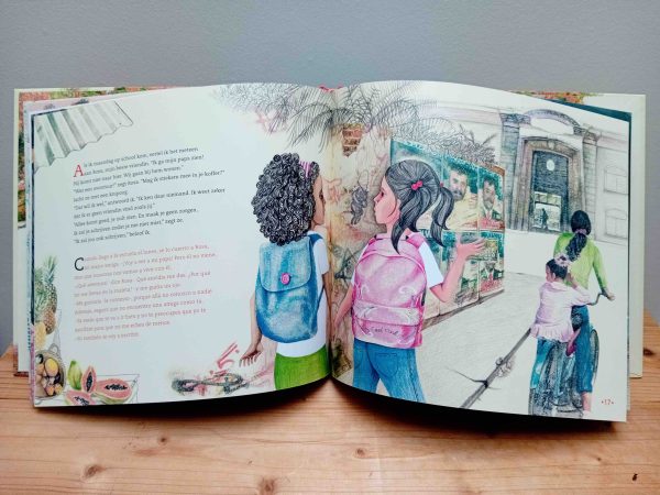 We gaan naar papa tweetalig kinderboek prentenboek Spaans-pagina
