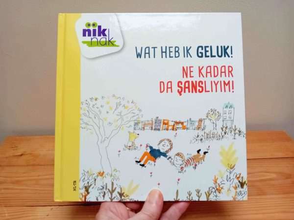 Wat heb ik geluk tweetalig kinderboek Turks_cover